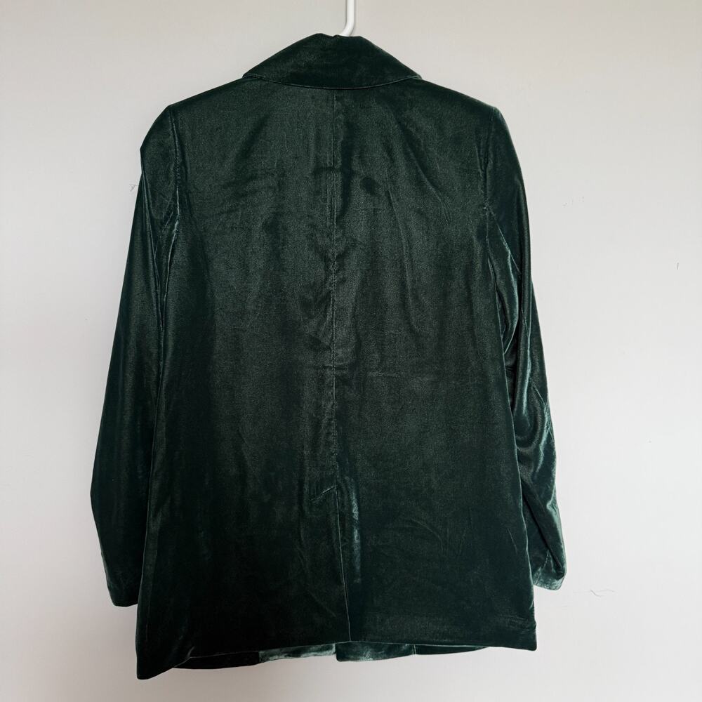 Old Navy Women Crushed Velvet Blazer Small Green Holiday Party Festive Christmas - Picture 9 of 9